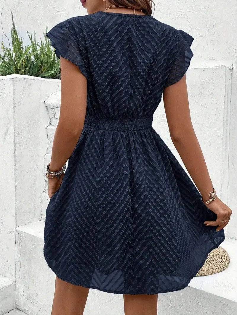Vestido Casual de Verano para Mujer con Escote en V, Encaje y Mangas Mariposa