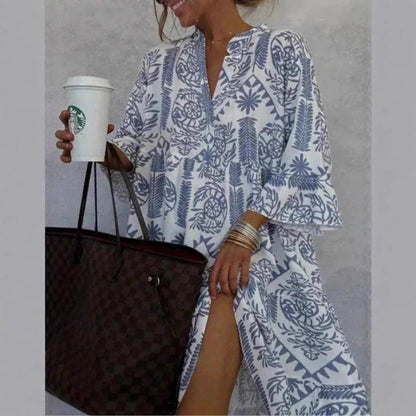 Vestido túnica acampanado con estampado floral para mujer