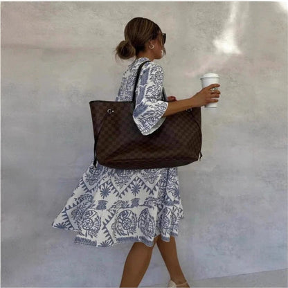 Vestido túnica acampanado con estampado floral para mujer