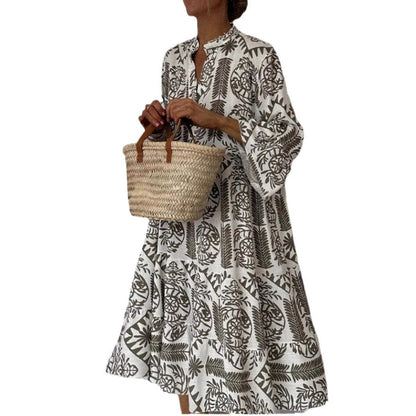 Vestido túnica acampanado con estampado floral para mujer
