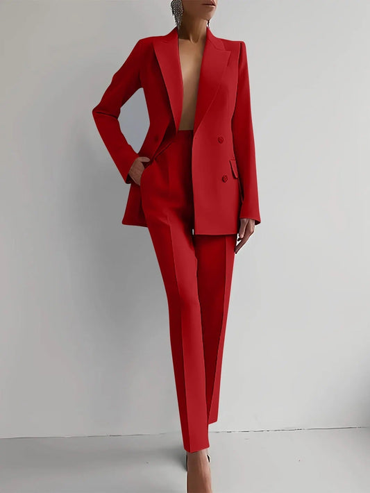 Conjunto de Traje Sastre de Dos Piezas con Blazer y Pantalón para Mujer
