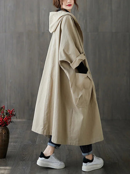 Abrigo Oversize con Capucha y Bolsillos