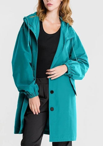 Abrigo Largo con Capucha y Botones Frontales para Mujer