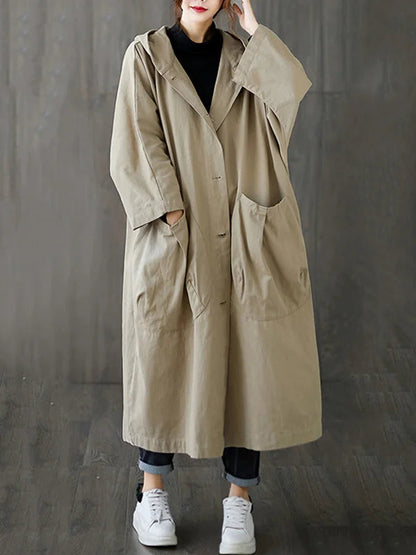 Abrigo Oversize con Capucha y Bolsillos