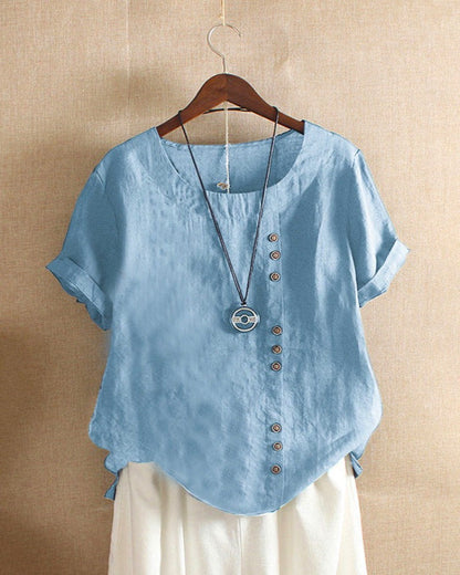 Blusa casual de verano con botones para mujer