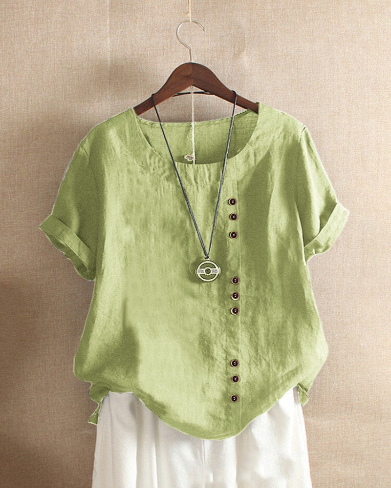 Blusa casual de verano con botones para mujer