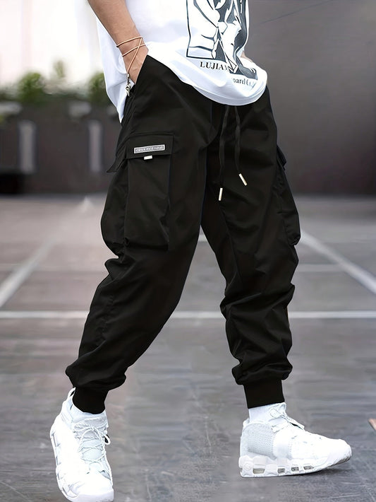 Pantalones jogger cargo con cordón y puños acanalados para hombre