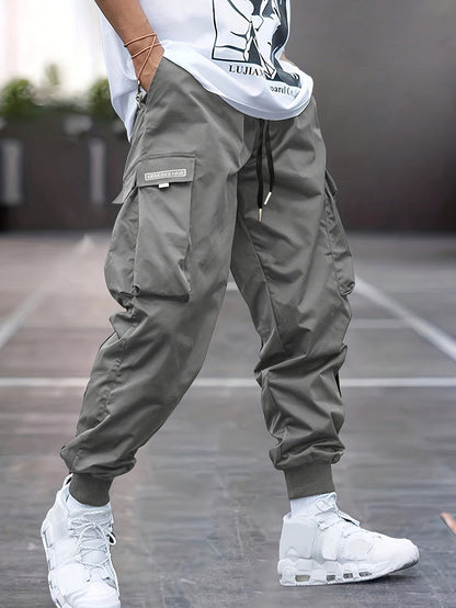Pantalones jogger cargo con cordón y puños acanalados para hombre