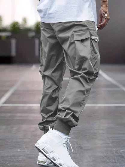 Pantalones jogger cargo con cordón y puños acanalados para hombre