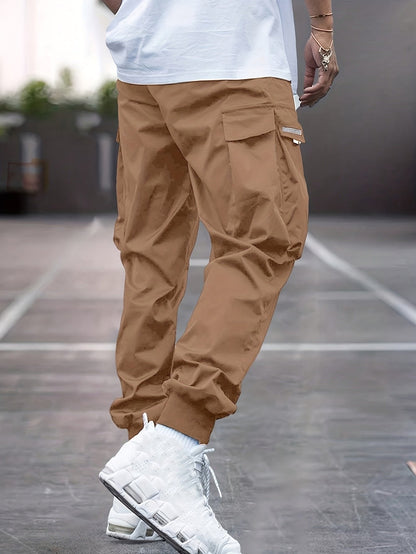 Pantalones jogger cargo con cordón y puños acanalados para hombre