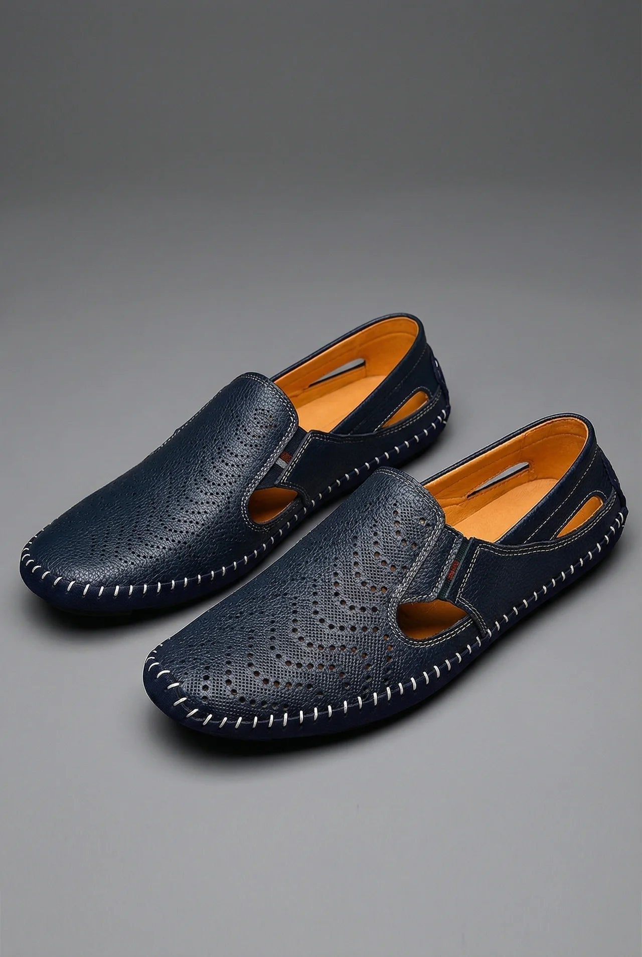 Mocasines de verano perforados y transpirables sin cordones para hombre