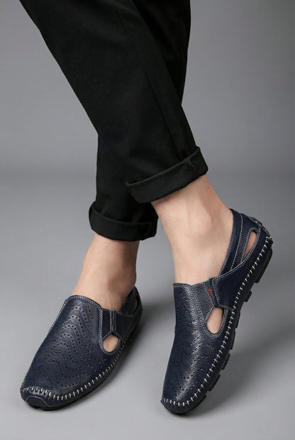 Mocasines de verano perforados y transpirables sin cordones para hombre