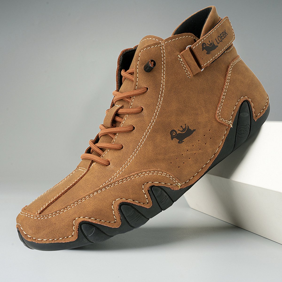 Botines casuales de cuero con cordones para caminar para hombre