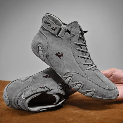 Botines casuales de cuero con cordones para caminar para hombre