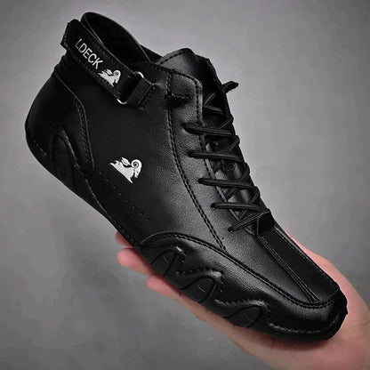Botines casuales de cuero con cordones para caminar para hombre