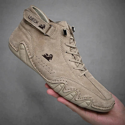 Botines casuales de cuero con cordones para caminar para hombre