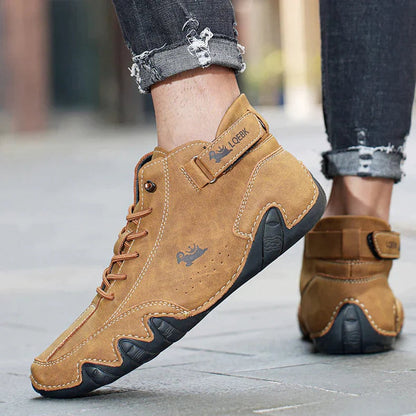 Botines casuales de cuero con cordones para caminar para hombre