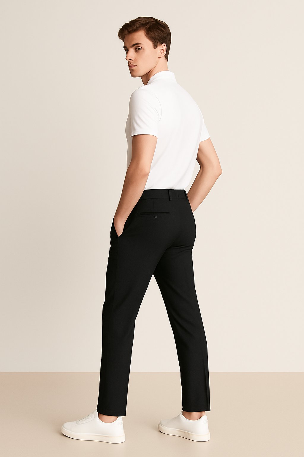 Pantalón formal entallado de corte slim para hombre