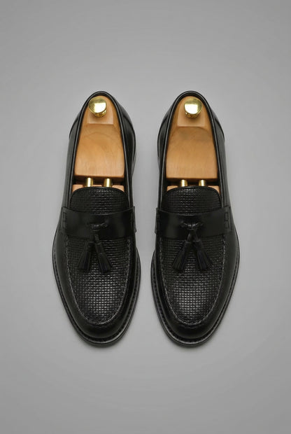 Mocasines Negros Trenzados con Borlas para Hombre