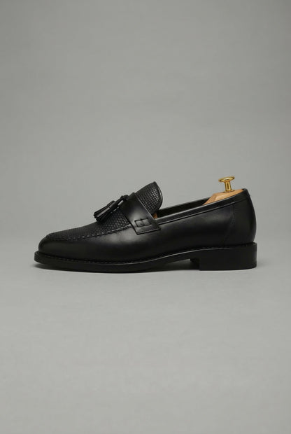 Mocasines Negros Trenzados con Borlas para Hombre