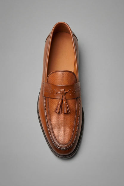 Mocasines Negros Trenzados con Borlas para Hombre