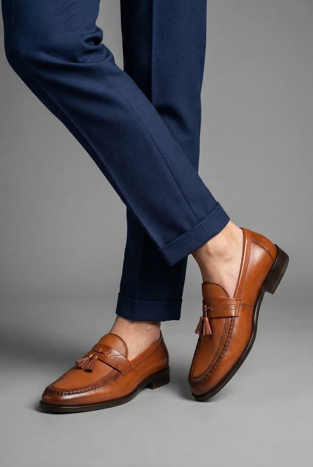 Mocasines Negros Trenzados con Borlas para Hombre