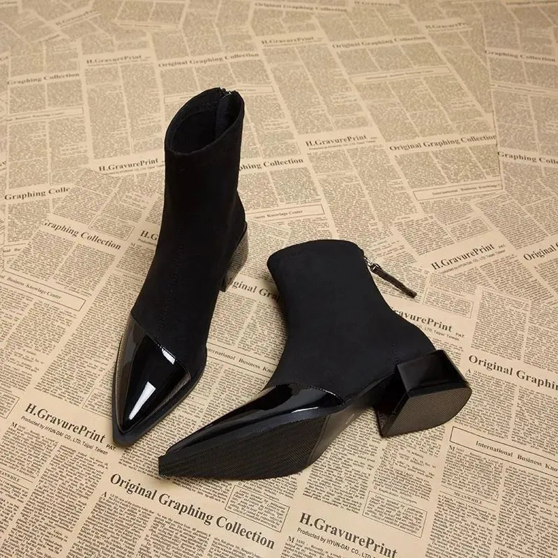 Botines de Invierno con Tacón Grueso para Mujer