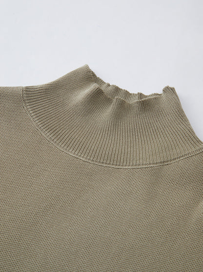 Top casual de manga corta con cuello semi alto para mujer