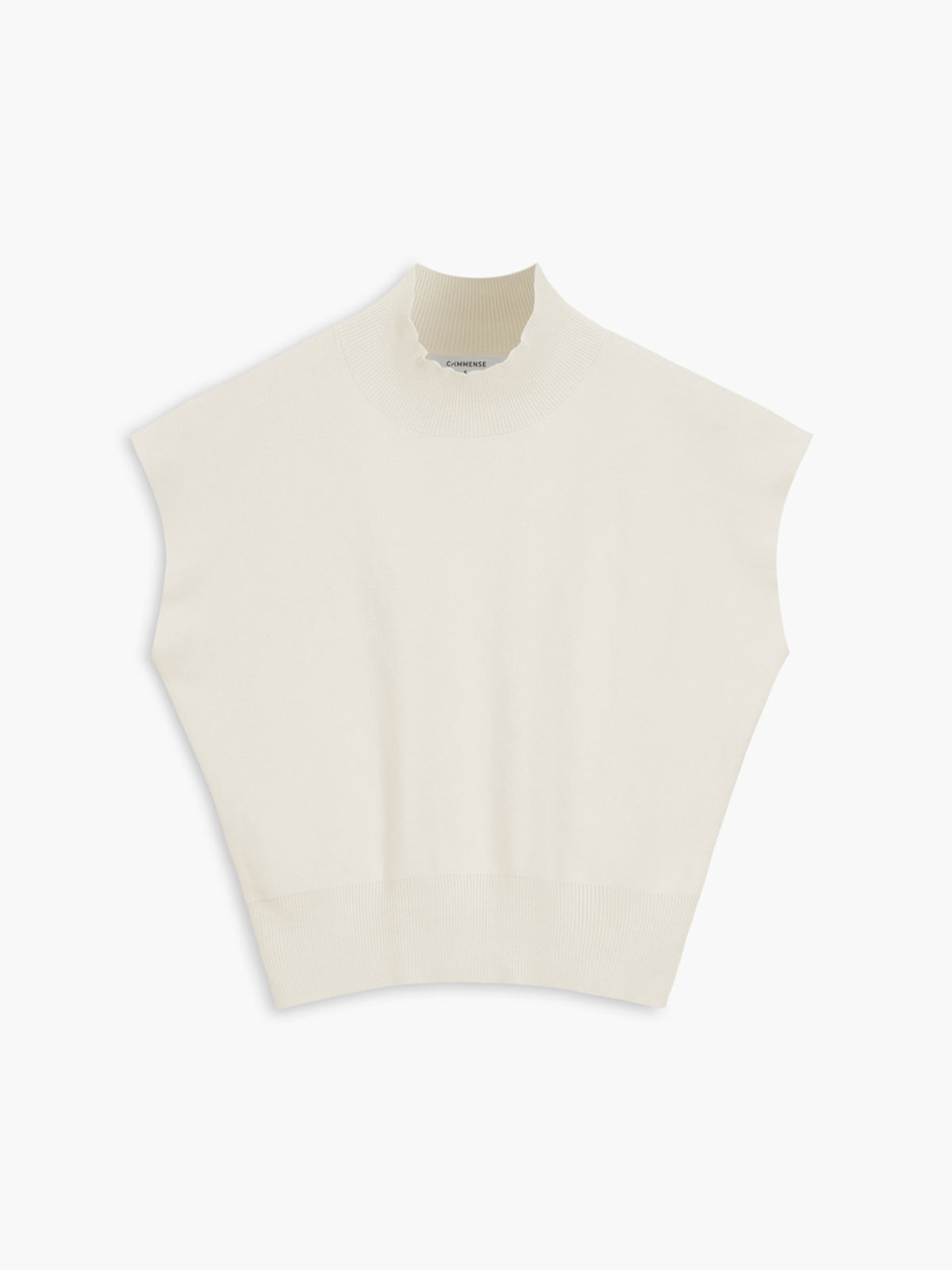 Top casual de manga corta con cuello semi alto para mujer