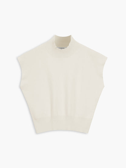 Top casual de manga corta con cuello semi alto para mujer