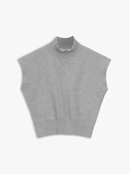 Top casual de manga corta con cuello semi alto para mujer