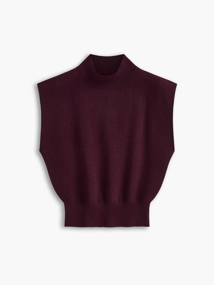 Top casual de manga corta con cuello semi alto para mujer