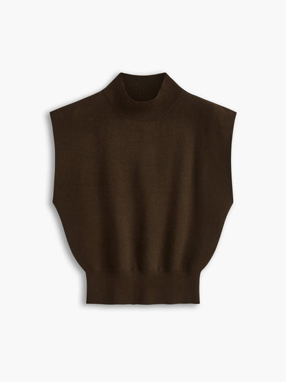 Top casual de manga corta con cuello semi alto para mujer