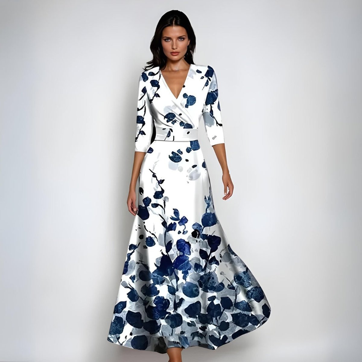 Vestido maxi cruzado con estampado floral para la madre de la novia