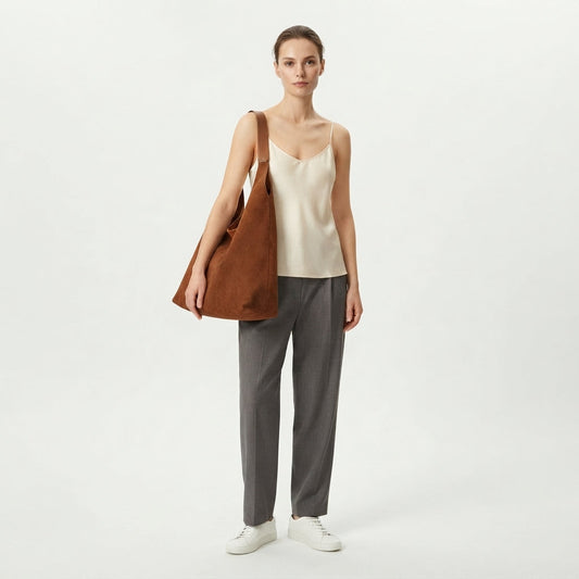 Bolso de Hombro Tipo Hobo de Gamuza para Mujer