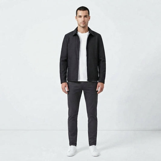 Chaqueta casual minimalista con cierre frontal para hombre
