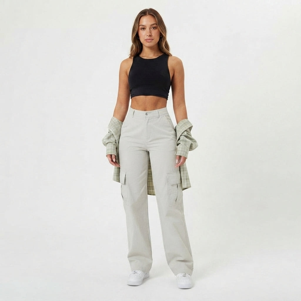 Pantalones Cargo Urbanos de Tiro Alto para Mujer