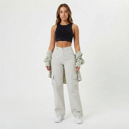 Pantalones Cargo Urbanos de Tiro Alto para Mujer