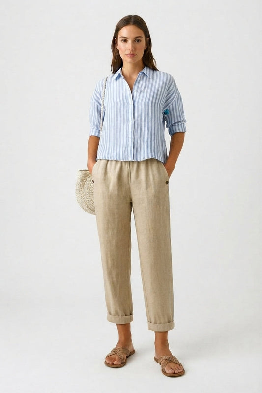 Pantalón casual con puños y bolsillos para mujer