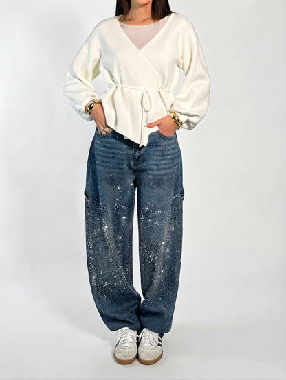 Jeans de Mezclilla con Pedrería para Mujer