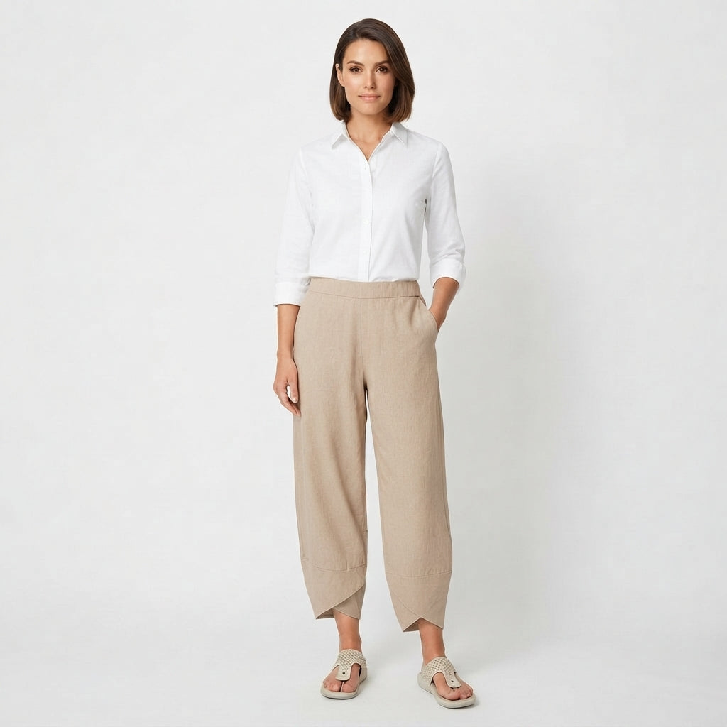Pantalón Casual Cropped de Pierna Ancha para Mujer