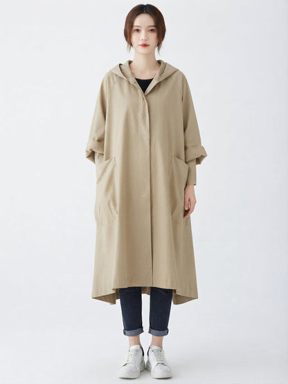 Abrigo Oversize con Capucha y Bolsillos