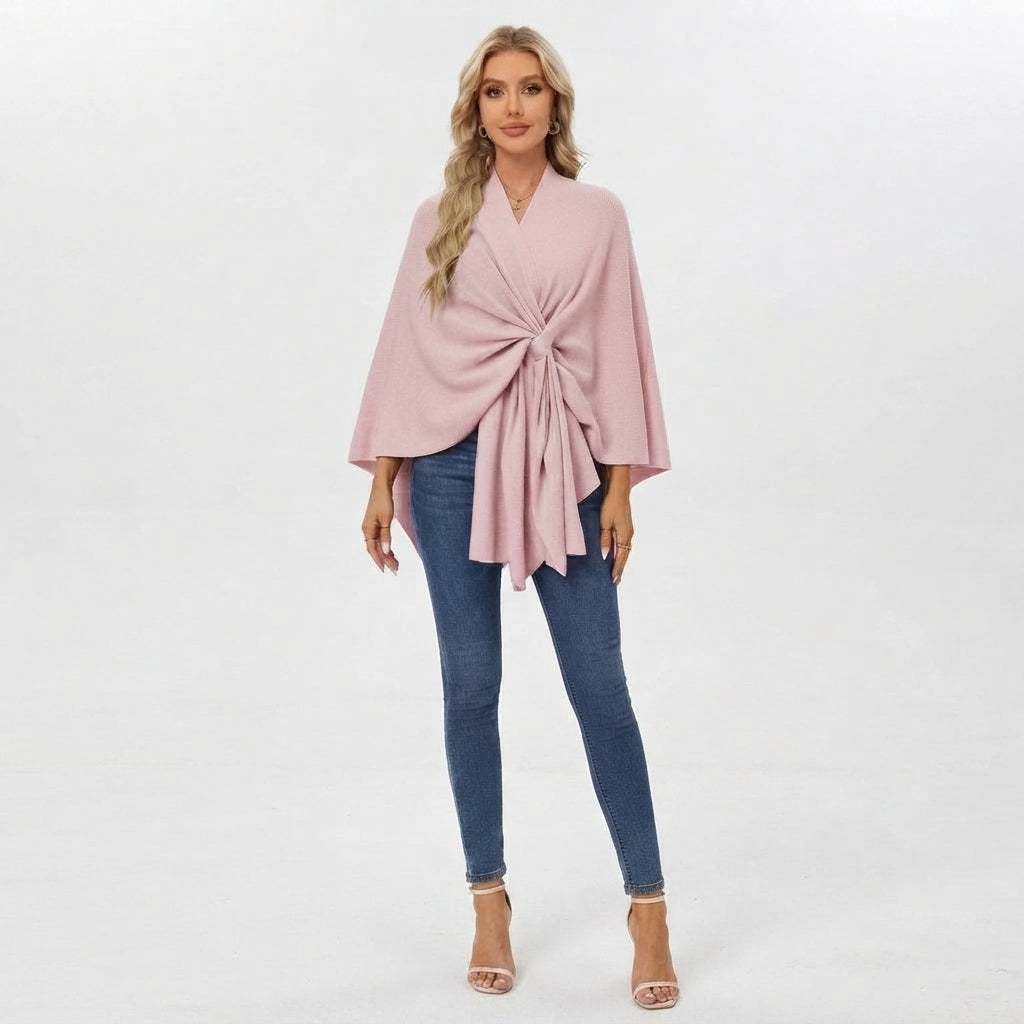 Top fluido drapeado con nudo para mujer