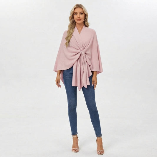 Top fluido drapeado con nudo para mujer