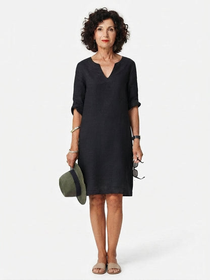 Vestido midi para mujer con detalle sofisticado en el escote
