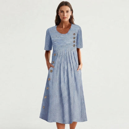 Vestido de manga corta con detalle de botones para mujer
