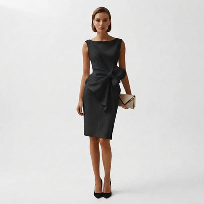 Vestido midi sofisticado con detalle de lazo para mujer