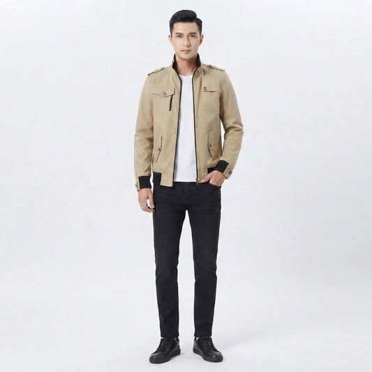 Chaqueta bomber casual con cierre para hombre