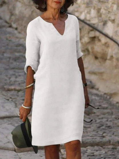 Vestido midi para mujer con detalle sofisticado en el escote