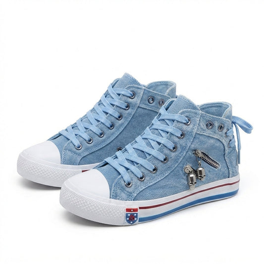 Zapatillas de lona denim de caña alta para mujer